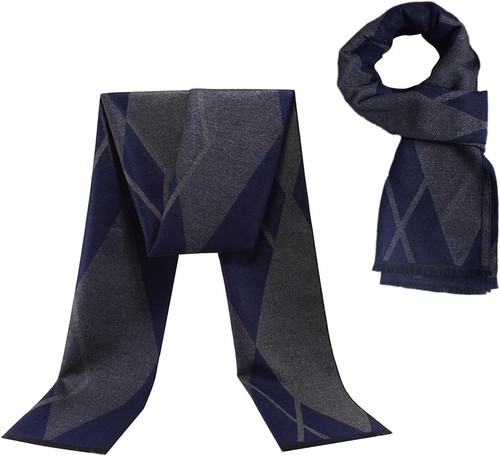 Mens scarf grey blue - grey, geometric