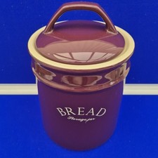 Mulberry Flower Bread Bin Ceramic with Original Lid Dark Plum Purple Sturdy