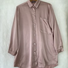 Shiny Satin Blouse Size 16 Secretary Mistress  CD TV Pink