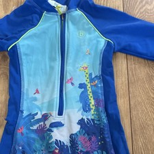 Ted Baker Baby Boy Swimming all in one long sleeved Blue Swimwear Suit 12-18 Mon