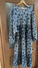 Primark Dress Blue and White Mix Size 2XL Bust 50" Round Neck Long Sleeves Maxi