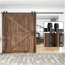 10FT/305cm Sliding Barn Door Kit - Hardware for Double Door - Max Width 152cm