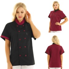 Men Women Short Sleeve Chef Jacket Chef Coat Restaurant Kitchen Uniform Workwear