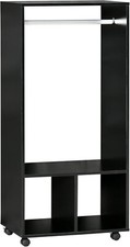 Rolling Wooden Open Wardrobe
