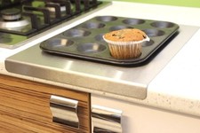 Hot Pan Stand Worktop Protector + Bend Brushed Stainless Steel Chopping Board UK