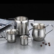 1xStainless Steel Milk Coffee Frothing Jug Frother Latte Container Metal Pitcher