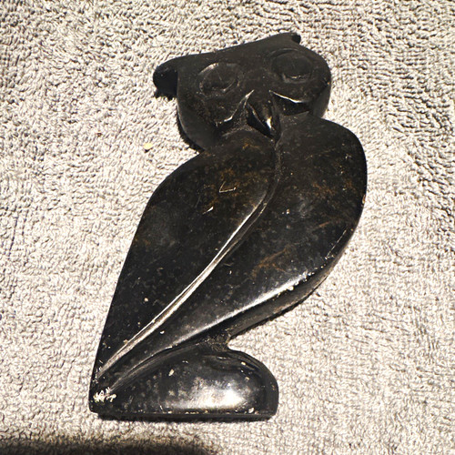Black carved owl - owl, figurine