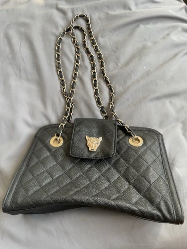 Black patent leather handbag - black,