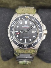 Rotary Aquaspeed Mens Date Watch Silver Tone Military Style Watch. + New Battery