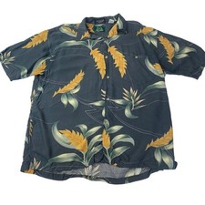 Disney Golf Collection Tour Image Shirt Hawaiian Floral Print Blue Mens XL