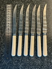 X6 Vintage Wavyedge Steak Knife cutlery Faux Bone Handle Stainless R17