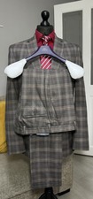 NEXT Tailoring Slim Fit 2 Piece Brown Check Plaid Men’s Suit. C-42”L, W-34”/33”