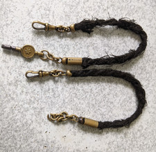 TWO BRASS VINTAGE  HAIR  POCKET WATCH CHAIN  & A KEY
