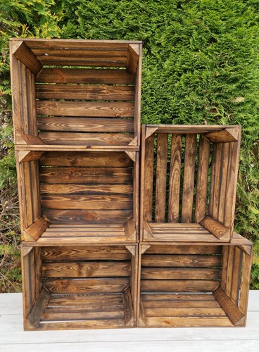Vintage wooden crates burnt - vintage,