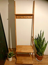 Futon Company Solid Oak Leaning Clothes Organiser Storage Shoe Rack Coat Hanger