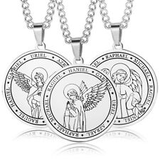 7 Archangel Stainless Steel Pendant Religious Chain Necklace For Men Women Gift