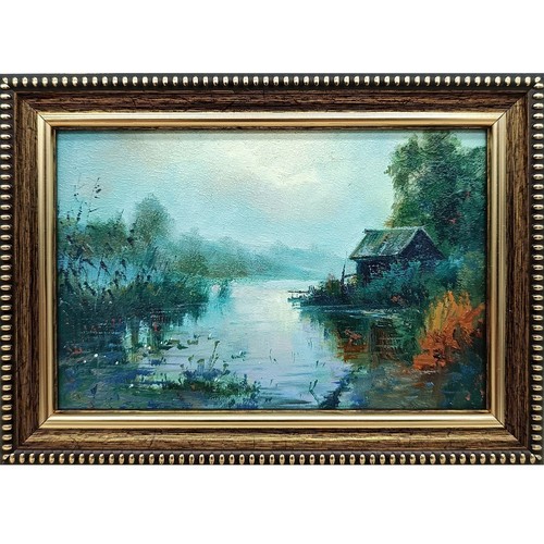 River cabin landscape original - river,