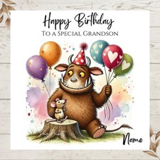 Personalised GRUFFALO & Mouse BIRTHDAY Greetings Card ANY NAME / AGE / RELATION