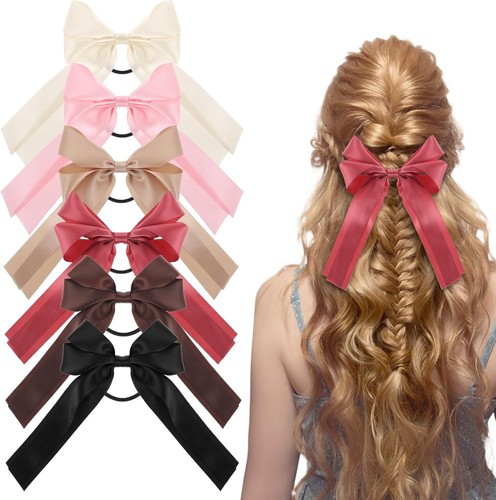 Satin ribbon hair bows - satin, ties