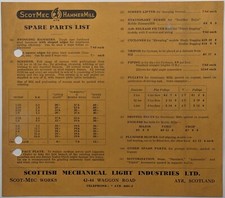 Original ScotMec Hammermill Spare Parts List With Prices, c 1950's