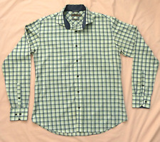 MAN’S GREEN CHECKED COTTON SHIRT  - MATALAN JEFF BANKS  SIZE  (SMALL) MEDIUM