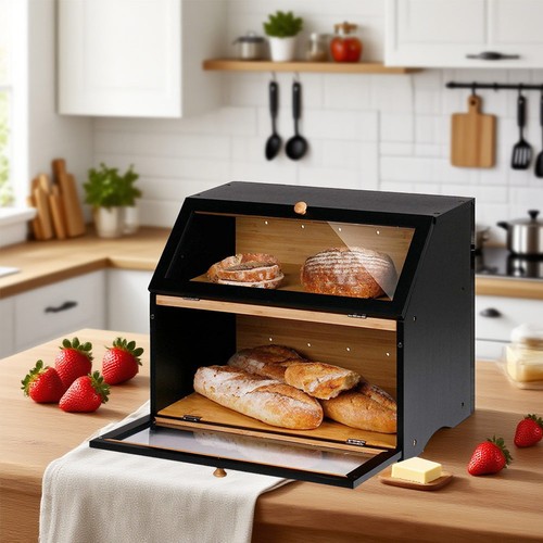 Bamboo bread bin - bamboo, layer