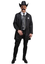 Adult Mens Western Marshall Wild West Black Cowboy Sheriff Fancy Dress Costume