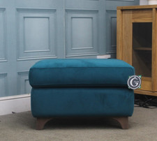 G PLAN STORAGE FOOTSTOOL IN PLUSH MALLARD FABRIC (1365) RRP £584. DAMAGED