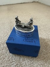 Silver Scenes Bears Silver Plated Trinket Box with Lid