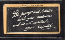 Cigarette card 1906 Singleton & Cole. Maxims of Success Catalog value £ 30 #760