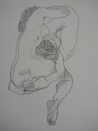 Pencil drawing embraced couple