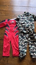 2 Dress Up Outfits, Army Age 4-6, Power Ranger Age  3-5 (Reversible Red/ Black)
