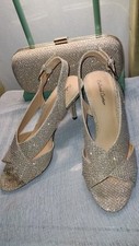 ROLAND CARTIER GOLD SHIMMER STRAPPY SHOES AND MATCHING BAG SIZE UK 5 EUR 38