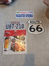 Route 66 Sign, Lightning Mcqueen Reg Plate And Stickers