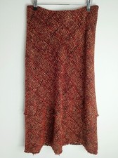 M&S MARKS & SPENCER Per Una Skirt Wool Blend Boucle Midi Midaxi Flared UK 12L