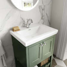 Bexley 600 Floor Standing 2Door Vanity Unit & Classic Basin 1TH Matt Green