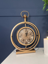 Bronze Industrial Table Clock – Moving Cog Mechanism, Vintage Style