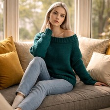 Handknitted Teal Oversized