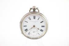 Antique Open Face 925 Silver Pocket Watch Key Wind Working