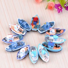 Miniature Boat Model Fishing Ship Toy Home Tabletop Decoration Mini DIY Parts US