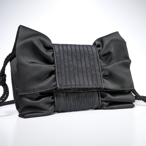 Fendi black satin ruffled - ruffled, bow