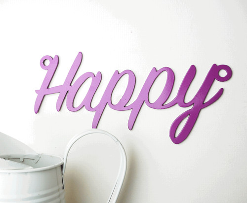 Happy steel metal hanging - -,