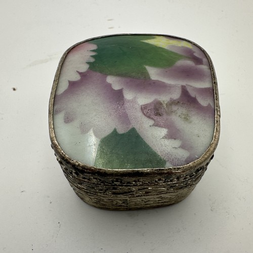 Vintage floral enamel pill - floral,