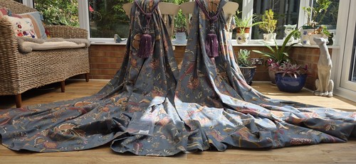 Floral birds pencil pleat - floral,