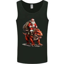 Christmas Santa Riding a Dinosaur Xmas Mens Vest Tank Top