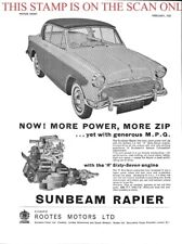 SUNBEAM Rapier '1.4 Litre R' Saloon Motor Car ADVERT (2) 1957 Print Ad 704/73