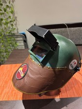 flip up welding helmet with leather protection