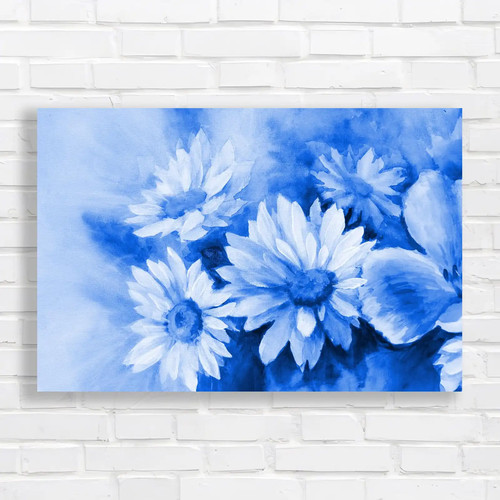 Vibrant floral blue - blue, canvas