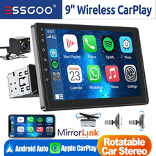 9" Single DIN Rotatable Car Radio Stereo Touch Screen Apple CarPlay Android Auto