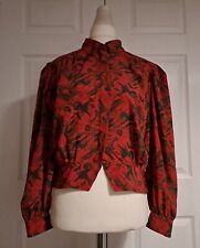 Jaques Vert Gorgeous Vintage Red  Abstract Print Button Up Blouse Size 14/ 16